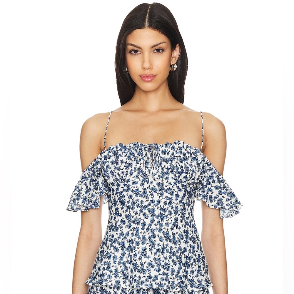 FAITHFULL THE BRAND Menton Blouse Cami Top in Leilani & Mid Blue